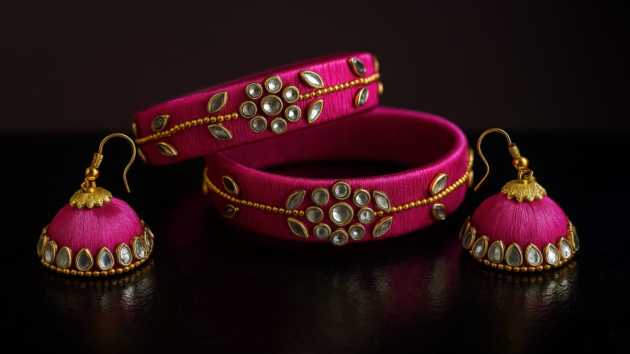 Royale Thread Bangle Set with earrings