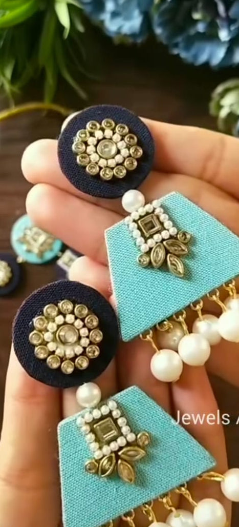 Handcrafted Fabric Pearl Jhumka Earrings – Traditional Statement Wear
