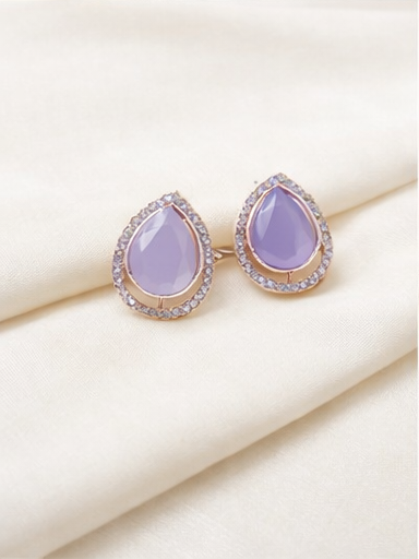 Elegant Lavender Teardrop Stud Earrings - Anti Tarnish