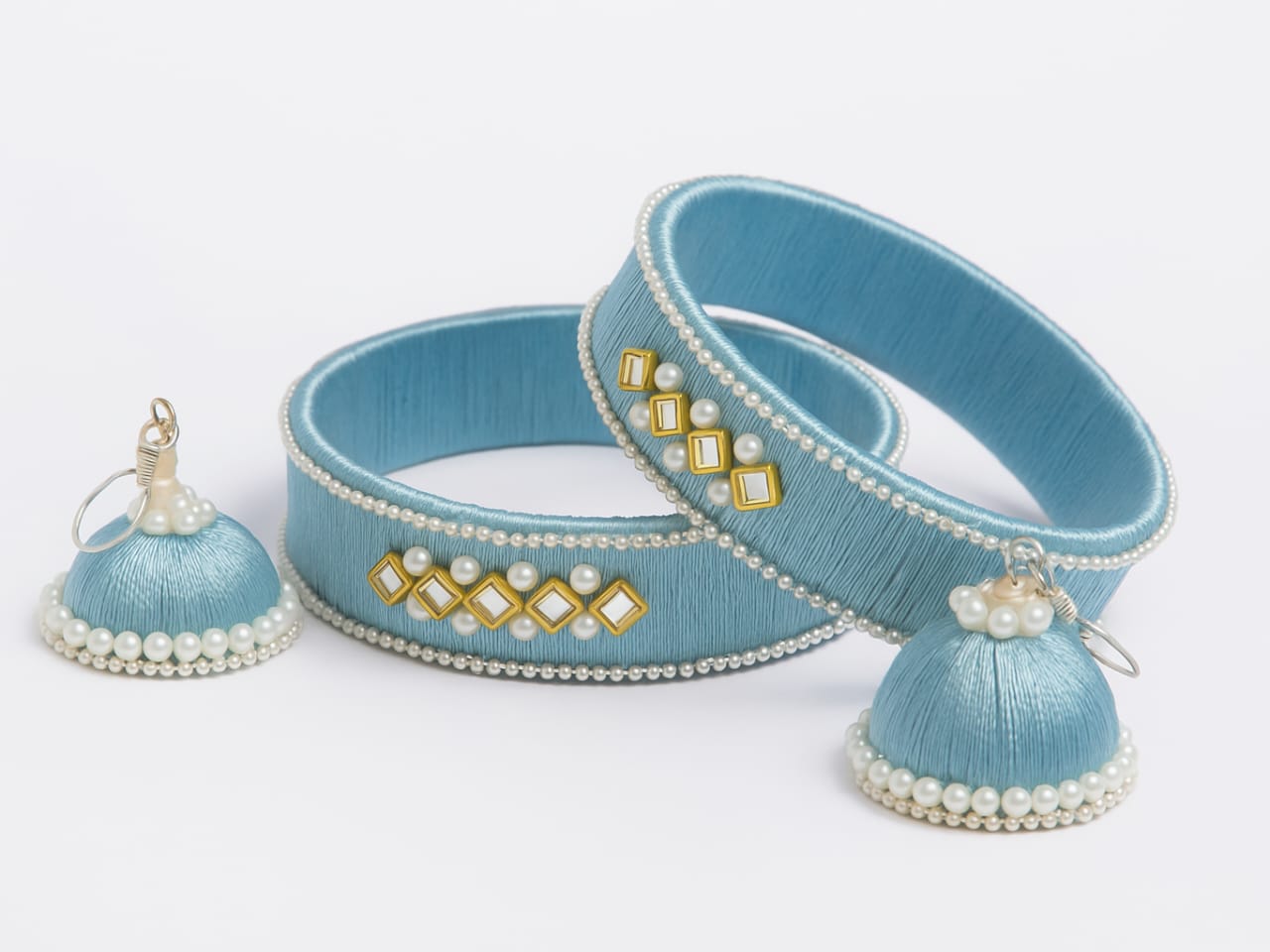 Pearl Thread Bangle Set with earrings