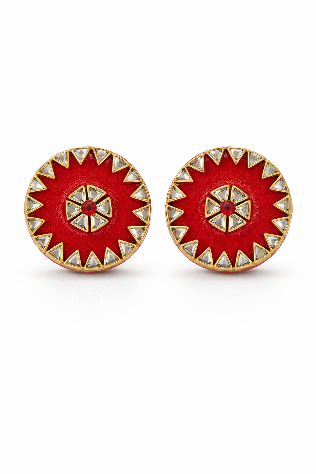 Red Kundan Stud Earrings