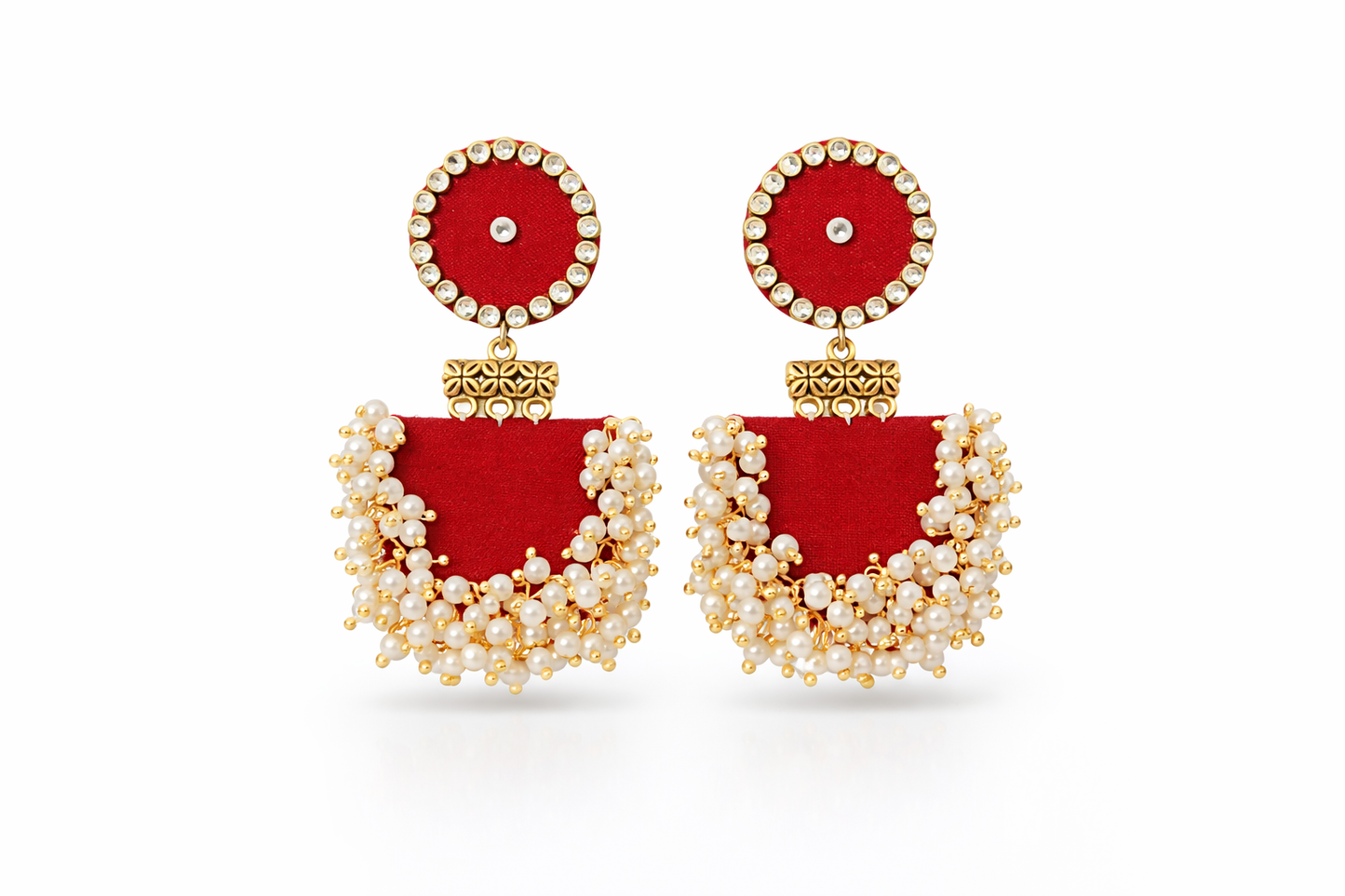 Red Pearl Drop Earrings