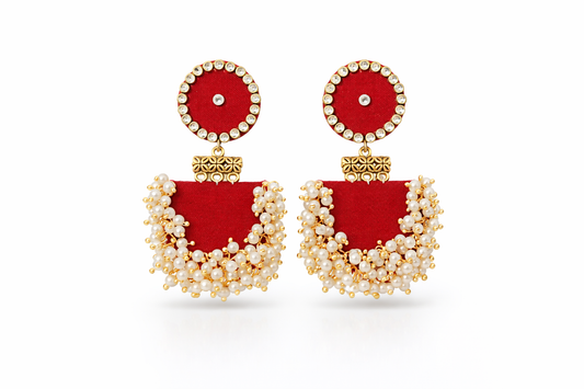Red Pearl Drop Earrings