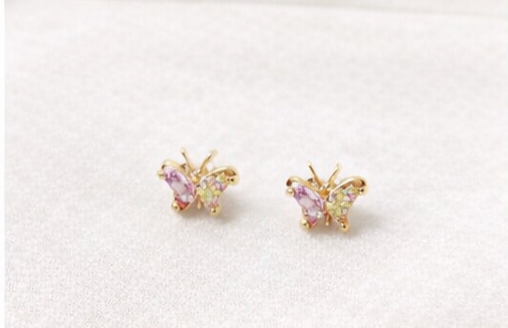 Pastel Butterfly Crystal Stud Earrings