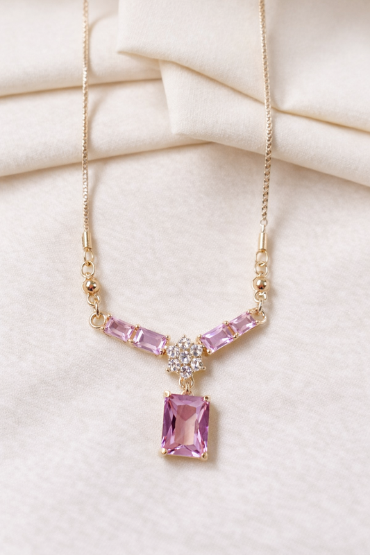 Ruby Red Crystal Pendant Necklace – Gold Finish (Anti-Tarnish