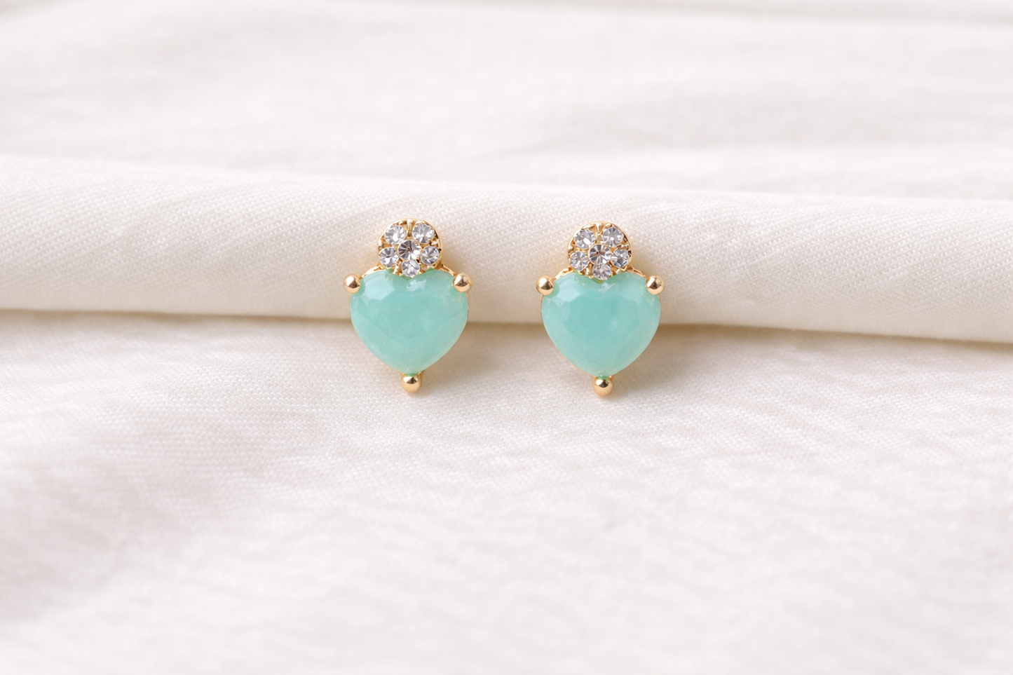 Ruby Red Heart Crystal Stud Earrings – Gold Finish (Anti-Tarnish)