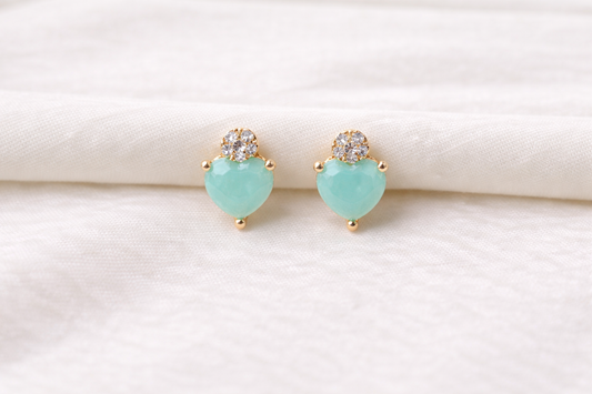 Ruby Red Heart Crystal Stud Earrings – Gold Finish (Anti-Tarnish)