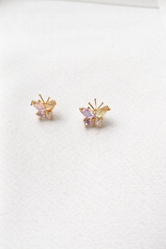 Pastel Butterfly Crystal Stud Earrings