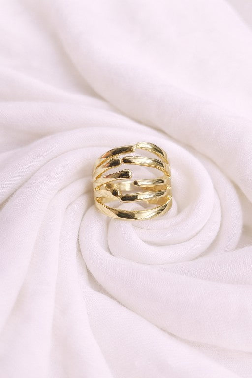 Modern Gold Finish Statement Ring – Anti-Tarnish