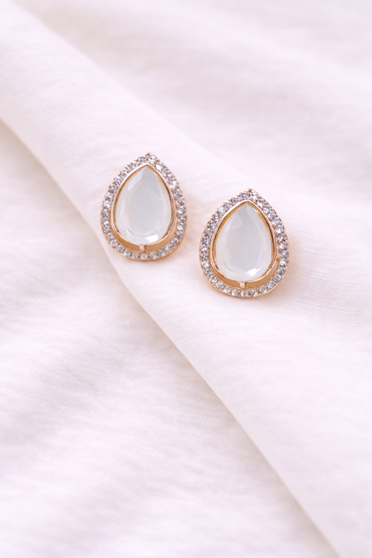 Elegant Lavender Teardrop Stud Earrings - Anti Tarnish