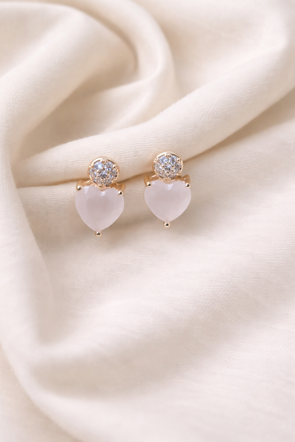 Ruby Red Heart Crystal Stud Earrings – Gold Finish (Anti-Tarnish)