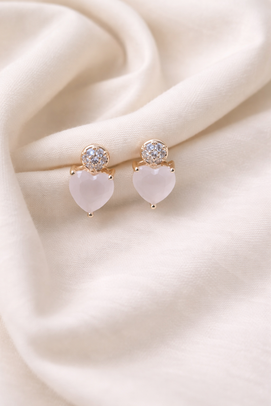 Ruby Red Heart Crystal Stud Earrings – Gold Finish (Anti-Tarnish)